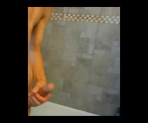 wanking in bathroom