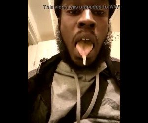 Sexy Black Dude Spits on His Dick