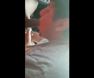 Young White Gives Black Driver Car Head  and Eats His Cum